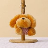 Pendentif de sac en peluche mignon chien brun, porte-clés poupée, jouet chiot en peluche personnalisé pour cadeaux promotionnels - Vente en gros
