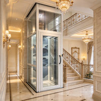Ascenseur de villa VVVF, ascenseur domestique automatique sans engrenages, cabine en verre, alliage d'aluminium, manuel, pour toit, 2 à 4 étages, 400 kg, certifié CE