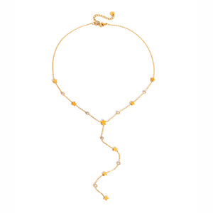 Star Y-Shape Chain Necklace Gold Plated With Zircon For Women Party Jewelry - Product Image 5