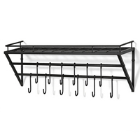 Support mural en fonte pour casseroles et poêles suspendues, idéal pour salle de bain et cuisine, rangement gain de place, supports et étagères de rangement personnalisés