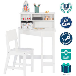 Children 3-8 Years White Corner Desk <strong>Kids</strong> Study <strong>Table</strong> and Chair Set <strong>for</strong> Home with Storage and Hutch - Product Image 5