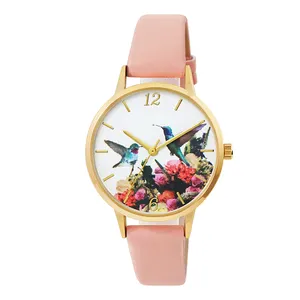 Reloj con estampado de animales y flores para mujer, accesorio de pulsera con estampado de logotipo personalizado, estilo geneva