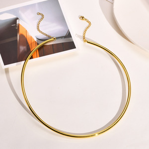 <span class=keywords><strong>Collar</strong></span> de Moda Más Vendido con Baño de Oro de <span class=keywords><strong>18K</strong></span>, <span class=keywords><strong>Collar</strong></span> Sencillo de Acero Inoxidable, Joyería para Mujer - Product Image 5