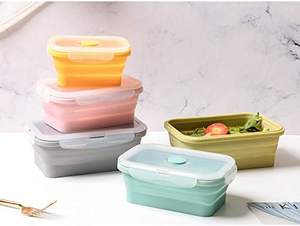 Lonchera Rectangular Portátil Plegable de Silicona para Calentar Alimentos con Tenedor y Cuchara - Product Image 2