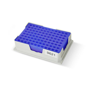 ชั้นวางหลอดทดลอง PCR แบบ 96 หลุม สีฟ้า สำหรับใช้ในห้องปฏิบัติการ - Product Image 1