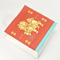 Sac en papier kraft imprimé flexo personnalisé avec poignée renforcée, adapté aux aliments, pour boulangerie, pain, dessert, gâteau, emballage à emporter