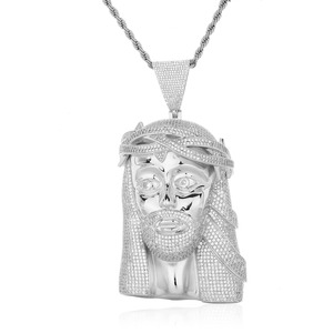 Premium Quality Iced Out Jesus Face <b>Pendant</b> in 925 <b>Silver</b> Necklace <b>Pendant</b> <b>for</b> <b>Men</b> and Women Party Available At Good Price - Product Image 5