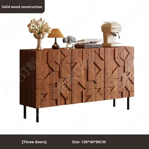 Buffet vintage en bois massif mobile, <span class=keywords><strong>meuble</strong></span> décoratif d'entrée de salon, rangement multifonctionnel, 3 étagères, <span class=keywords><strong>niche</strong></span> médiévale - Product Image 6