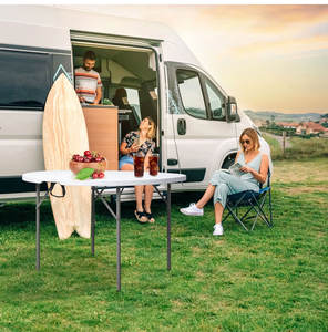 Tavolo Pieghevole Rotondo in Plastica Portatile per Interni ed Esterni, Ideale per Feste, Campeggio e Picnic - Product Image 5