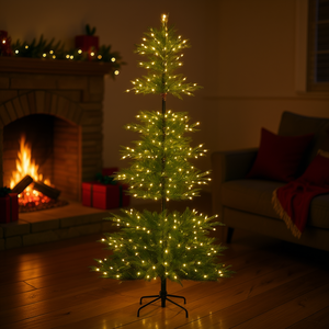 Sapin de Noël artificiel pré-éclairé de 7,5 pieds, 700 LED blanches, 1319 pointes, décoration intérieure, arbre lumineux, lumière chaude, installation facile - Product Image 2