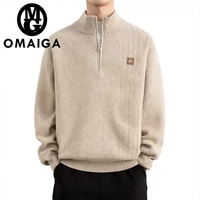 OMAIGA Pull Jacquard Tendance Personnalisé en Laine Tricotée Anti-plis Anti-rétrécissement Respirant Séchage Rapide Chaud et Oversize pour Homme Hiver
