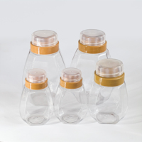 Bouteille de Miel en Plastique en Gros avec Bouchons, Pot à Miel Anti-Goutte Transparent pour Aliments 300g 500G 1000G, Bouteilles Cylindriques en Plastique pour Aliments