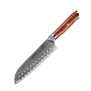 VINOX Personnalisé OEM/OEM 7 "Messer Vg10 Damas Noyau en acier Style japonais Manche en bois de rose Couteau de chef de cuisine