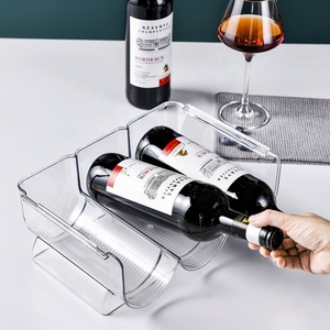 Estante para Botellas de Vino de Plástico Transparente de un Solo Nivel, Organizador de Botellas de Agua, Tipo Vertical, Apilable, para Cocina, Sala de Estar, Despensa - Product Image 2
