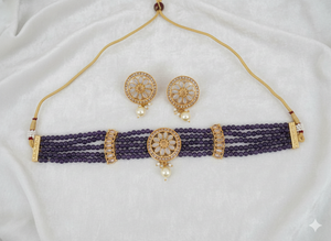 Conjunto de Collar de Gargantilla con Cuentas de Estilo Antiguo y Alto Pulido Dorado, Joyería Tradicional Elegante para Fiestas para Mujer - Product Image 4