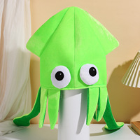 Chapeau de calmar en velours pelucheux quatre couleurs 100% coton, accessoire de performance pour fête d'hiver, jouet fantaisie, chapeau amusant, circonférence de tête 48-50cm