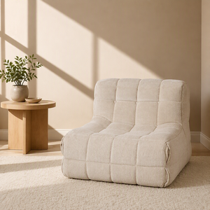 Sofá Compacto de Estilo Nórdico en Tela Acanalada Color Crema, Sillón Modular <span class=keywords><strong>Camaleonda</strong></span> Tapizado de 1 Plaza para Decoración de Apartamentos - Product Image 2