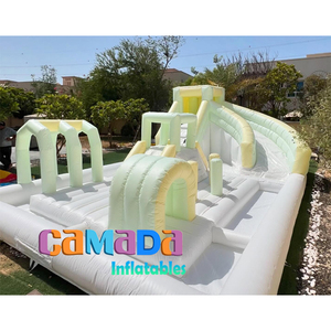Bonita Casa de rebote inflable de Color Pastel, Castillo de salto con bomba de aire, tobogán de piscina de agua para el hogar de PVC y Mini parque infantil - Product Image 4