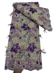 Tissu en dentelle africaine respirant brodé à pois uni tricoté pour vêtements, sacs et accessoires féminins, idéal pour les mariages et les fêtes - Grande Vente - Product Image 2