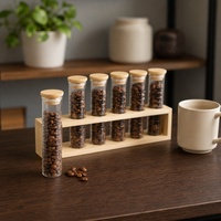 Boîte de rangement pour grains de café en bois, conteneur de stockage de café avec base en bois massif de noyer, boîte à grains de café