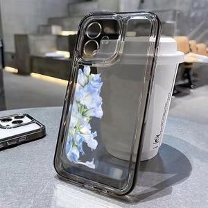Custodia per telefono con fiori viola in offerta speciale per <span class=keywords><strong>iPhone</strong></span> 16 Plus 17 Pro Max 14 13 <span class=keywords><strong>12</strong></span>, cover posteriore satinata effetto spaziale - Product Image 2