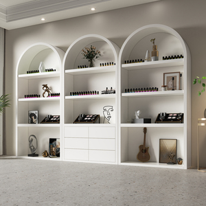 Exhibidor de Cosméticos de Madera de Diseño Moderno para Salón de Belleza, Centro Comercial y Restaurante, Iluminado, para Productos de Uñas, Bolsos y Zapatos - Product Image 3