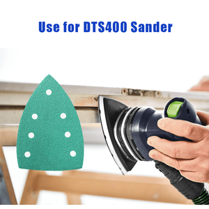 Papel de Lija Triangular de Zirconia de 100*150 mm con Velcro para <span class=keywords><strong>Lijadora</strong></span> Festool DTS 400, Grano P40-P2000, Herramienta Abrasiva de 7 Orificios - Product Image 4