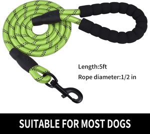 Correa Clásica de Nailon Sólido para Mascotas con Cintas Reflectantes Luminosas, Correa Gruesa para Pasear Perros Grandes - Product Image 5