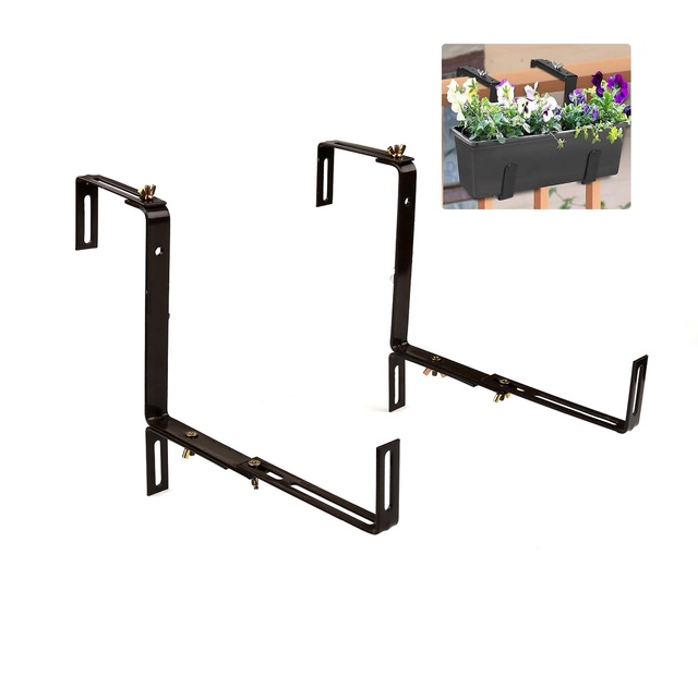 Custom Classic Adjustable Iron Balcony Window Planter Shelving Holder Flower Plant Box Bracket Powder Coated for Garden Home Use