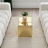 Table basse pliante minimaliste en acrylique Golden Mirror avec couleur et taille personnalisables pour salon, canapé, bureau à domicile, table d'appoint