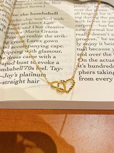 Collier pendentif double cœur en or 18 carats Xinfly, bijoux élégants et raffinés, cadeau idéal pour la Saint-Valentin, un anniversaire, en promotion - Product Image 5