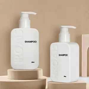 Boş pompa duş şampuanı jel ve kremi şişeleri özel düz kare çevre dostu Hdpe plastik toptan 120ml 200ml 350ml