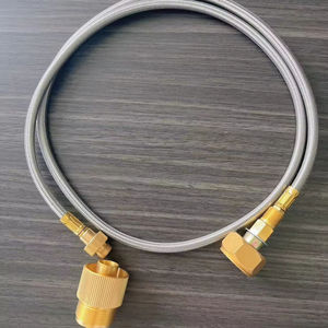 Cabezal de quemador de gas licuado tipo <span class=keywords><strong>Cassette</strong></span> tanque de gas plano largo convertidor de válvula de llenado de gas al aire libre, manguera trenzada de conexión - Product Image 1