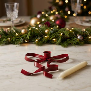 Wholesale <b>Red</b> Metal <b>Candle</b> Stand with Ribbon Design for Christmas Home Decoration - Product Image 4