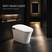 Toilette intelligente pour salle de bain moderne avec ouverture automatique du couvercle, siège de bidet chauffant, séchage à l'air chaud, affichage numérique et veilleuse