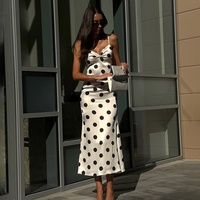 Robe longue d'été décontractée pour femme, à pois, bretelles spaghetti, col en V sexy, coupe basse, élégante, Nouveautés 2026