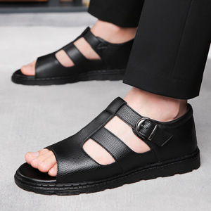 Sandales à sangle en T noires antidérapantes, chaussures d'été pour hommes et jeunes de 18 à 40 ans - Product Image 3