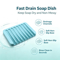Porte-savon en silicone à drainage rapide, antidérapant, avec rainures courbes, pour salle de bain, douche, évier de cuisine, comptoir