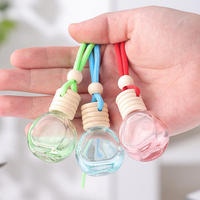 Bouteilles de parfum pour voiture en verre suspendues, pendentif, 8 ml, forme ronde plate, diffuseur de parfum pour voiture, bouteille vide