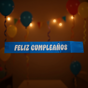 Écharpe d'anniversaire bleue avec lettres blanches, décoration élégante pour fête, sac de 12 pièces - Product Image 3