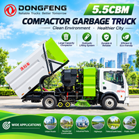 Camion balayeuse de rue Dongfeng 5,5 m³ avec réservoir à ordures de 2,5 m³ et système de lavage haute pression
