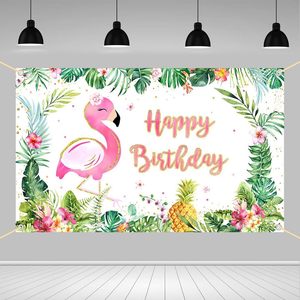 Latar Belakang Fotografi Nanas Palem <span class=keywords><strong>Flamingo</strong></span> Hawaii Spanduk Pesta Baby Shower Selamat Ulang Tahun Latar Belakang Pernikahan yang Dapat Disesuaikan - Product Image 1