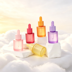 Flacon compte-gouttes en verre givré coloré de 20 ml avec bouchon en plastique, couleurs macaron, pour cosmétiques - Product Image 3