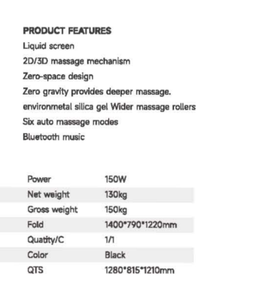 Fauteuil de <span class=keywords><strong>massage</strong></span> Shiatsu zéro gravité <span class=keywords><strong>2026</strong></span> avec fonction spa corps entier, chauffage, pression d'air, rechargeable USB et fonction musicale - Product Image 4