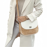 Sac Bandoulière en Liège Portugais Bicolore pour Femmes Mini Vintage Bretelle Réglable Léger Sac Écoresponsable