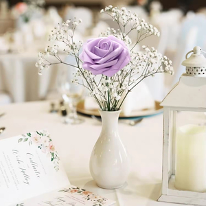 Flores Artificiales, Rosas Blancas y Moradas con Tallos para Ramos de Boda, Centros de Mesa, Arreglos y Decoraciones de San Valentín - Product Image 2