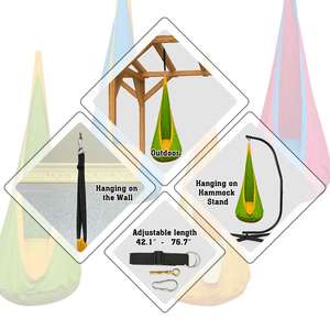 Godsword <span class=keywords><strong>Indoor</strong></span> Schommel Hangmat Hangende Stoel Outdoor Kids Opknoping Pod Schommel Stoel Hangmat 100% Katoenen Hangmat Kinderstoel - Product Image 5