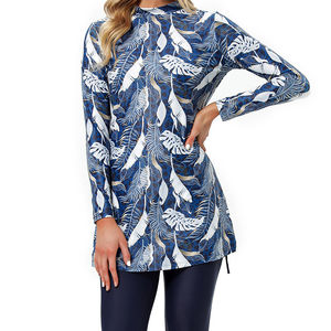 Ensemble de maillot de bain musulman pour femmes imprimé 2024, 3 pièces, conservateur, avec pantalon, protection UV, matière polyester/nylon - Product Image 1