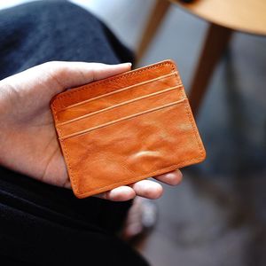 Nuovo portafoglio semplice in pelle per carte di credito e carte bancarie con Design rugoso lavato da uomo e da donna - Product Image 2