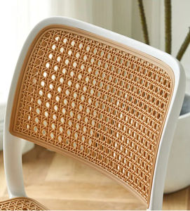 Muebles de restaurante de ratán de plástico de alta calidad de diseño moderno, silla de comedor de café apilable para uso en baño de apartamento escolar - Product Image 5